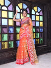 Orange Muslin Saree With Jamdani Designs-MA64MS401190023