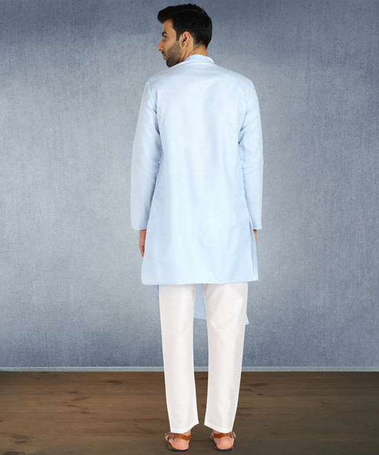 Hangup Men Standard Solid Men's Indian Wear-ST13982_Blue_RubyLKurta