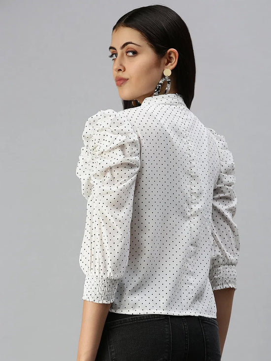 Women White Printed Boxy Top-AE-7043-Whiteblack