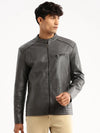 Men Grey Stand Collar Solid Tailored Jacket-2023A-Grey