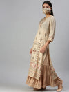 Women's Beige Printed Kurta Sets-RZ9097-Beige