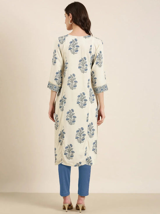 Women Off White Floral Straight Kurta-NJ-3553348-Offwhite