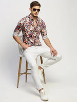 Men White Floral Shirt-PRISM-1696-White