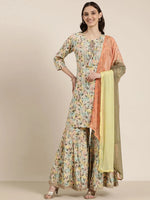 Women Multi Floral Kurta Set-UB-2704-Multi