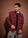 Men Red & Black Check Oversized Shirt