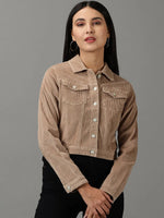 Women's Khaki Solid Open Front Jacket-IM-10550-Khaki