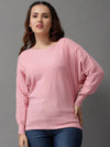 Women's Pink Solid Pullover Sweater-BLR-20-Pink