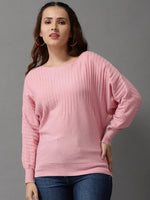 Women's Pink Solid Pullover Sweater-BLR-20-Pink