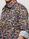 Men Navy Geometrical Shirt-PRISM-M204-1608-Navyblue