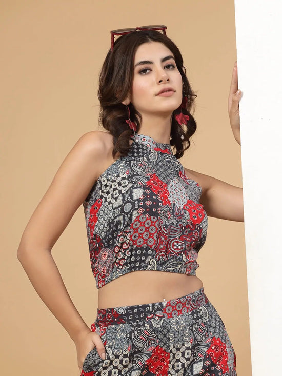 Rigo Women Paisley Print Co-Ord-WTRKST1055-L