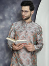 Men Silver Silk Blend Straight Kurta Pyjama Set-JOKP-P-5043Silver