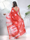 Red And White Shibori Printed Silk Saree-MA56BSL34610003