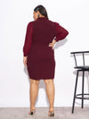 Women Maroon Front Belt Bodycon Dress