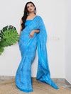 Saree Mall Women's Cotton Blue Printed Designer Saree With Blouse Piece-MINAXI1103