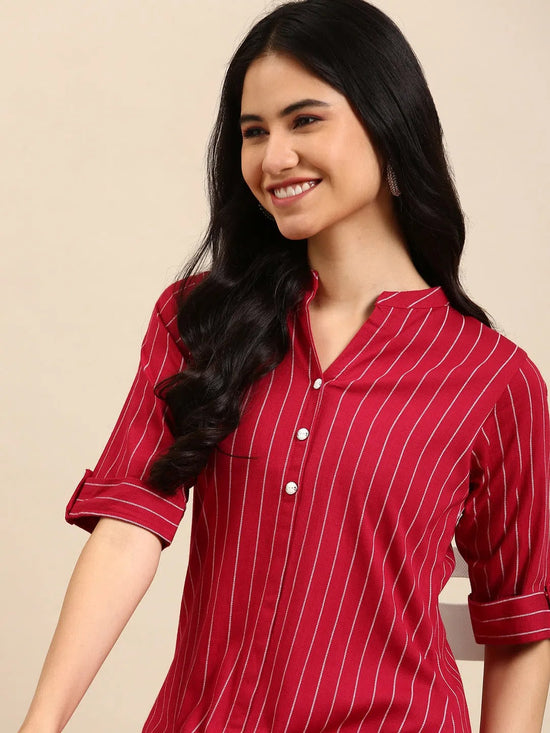 Women's Magenta Striped Kurta Set-SKC-3368-Magenta