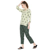 Smarty Pants Women's Cotton Green Color Floral Print Night Suit