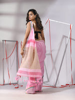 Baby Pink Cotton Saree With Dual Border-MA55CT06540035