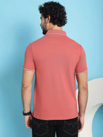 Venitian Men  Pique Matty Cotton Brick 2 Zipper Pocket Polo Neck T-Shirt