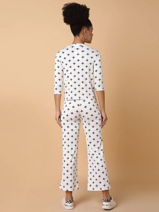 Women White Printed Tracksuit-AF-1975-White