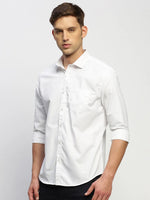 Men White Solid Shirt-RAYMONDSDOBBY-264-White