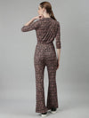 Women Brown Typography Tracksuit-AF-2053-Brown