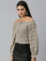 Women's Printed Beige Top-AE-10271-Beige