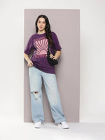 Dillinger Purple Graphic Oversized T-Shirt-WMNCR408GRL-XS