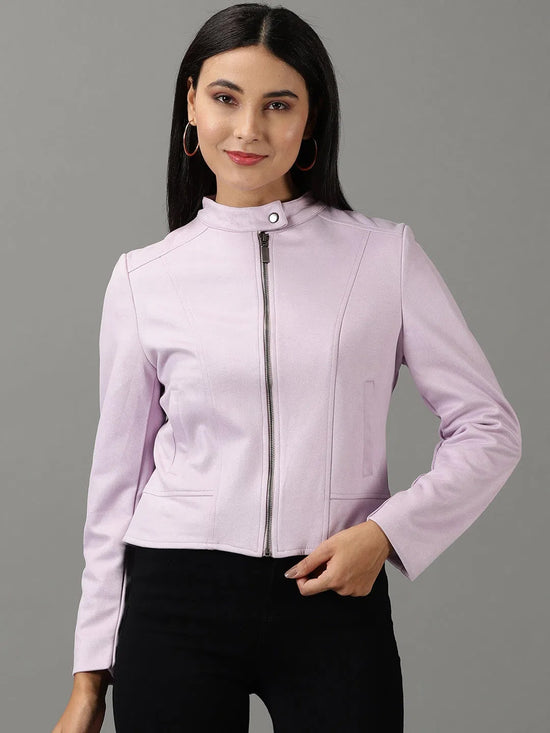 Women's Lavender Solid Open Front Jacket-IM-067-Lavender