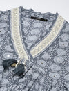 Women Grey Floral Kurta Set-UB-2806-Grey