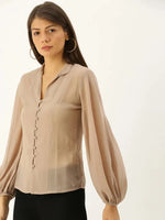 Extra Balloon sleeve Blouse in Taupe