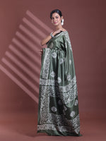 Fern Green Silk Soft Saree With Texture Print-MA60BSL01400055