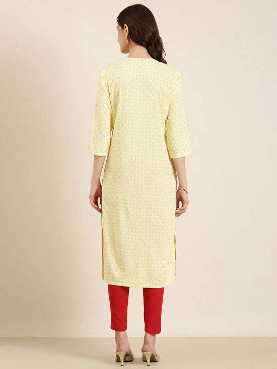 Women Yellow Geometrical Straight Kurta-NJ-3434299-Yellow