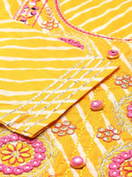 Women's Yellow Printed Anarkali Kurta-GW-514-Yellow