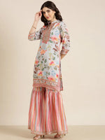 Women Grey Floral Kurta Set-TF-DG-175-Grey