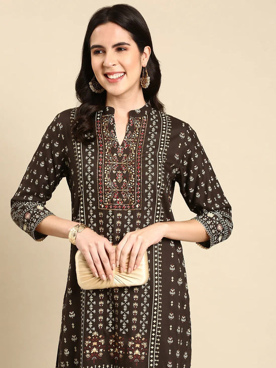 Women's Olive Printed Kurta Set-BC-981-Olive