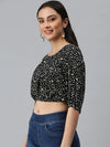 Women's Embroidered Black Top-AE-10213-Blackwhite