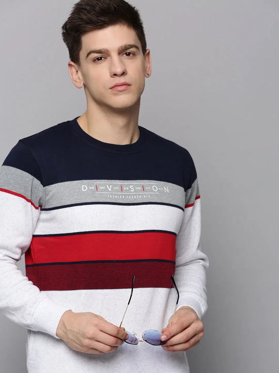 Men White Colourblock Sweatshirt-OTRS-4-Offwhite