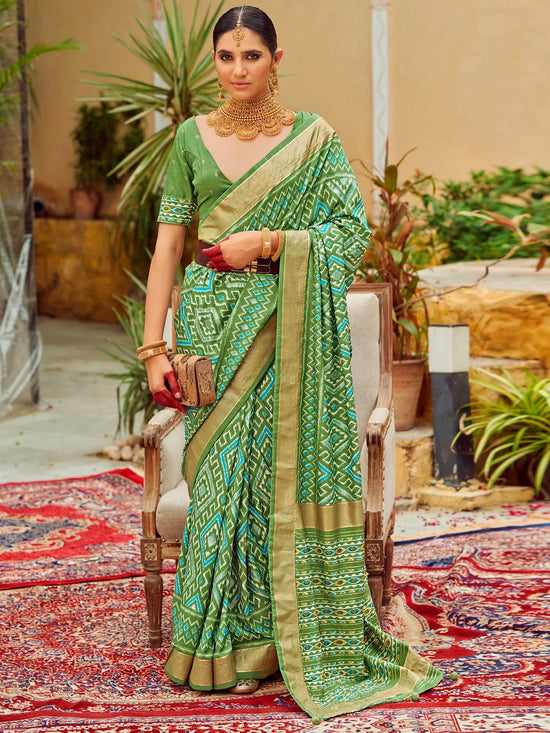 Saree Mall Women's Tussar  Light Green Printed Designer Saree With Blouse Piece-SITARMN2009