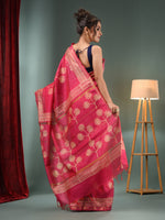 Pink Blended Silk Handwoven Saree With Flower Designs-MA50BSL34710011