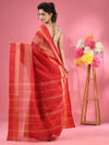 Red Pure Cotton Tant Saree With Temple Border-MA51TT43430061