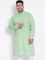 Hangup Men Standard Solid Men's Indian Wear-Parrot_Linen_OnlyLongKurta