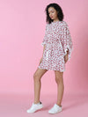 Women's White Floral Empire Dress-AE-9915-Whitered