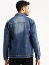 Men Blue Spread Collar Solid Denim Jacket-IB-DJ-04-5-Blue