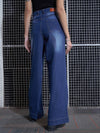 Women Blue Wide Leg Faded Jeans