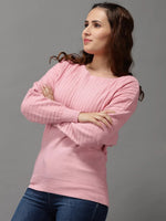 Women's Pink Solid Pullover Sweater-BLR-20-Pink