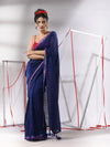 Blue Cotton Saree With Sequined Pallu-MA55CT06520116