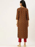 Women's Black Printed Straight Kurtas-GW-2439-Black