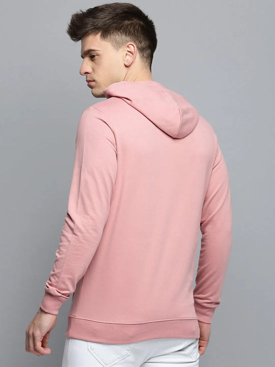 Men Pink Solid Casual Hoodie-EX-6001-Pink