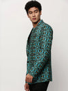 Men Blue Printed Casual Blazers-SOBLZ-082-5-Turquoiseblue