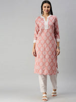 Women's MauveOff White Chevron Kurta Sets-SS-364-Mauveoffwhite